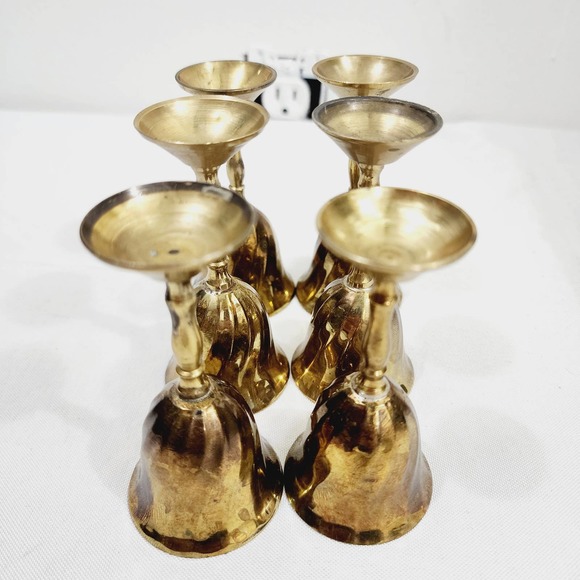 Vintage Mid-Century Modern Brass Standard & Mini Wine Goblets Stem Made in india - Picture 16 of 16